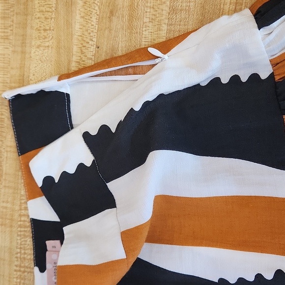 TRAFFIC PEOPLE Tiered Striped Black, White, & Brown Maxi Skirt, size S - Picture 4 of 10